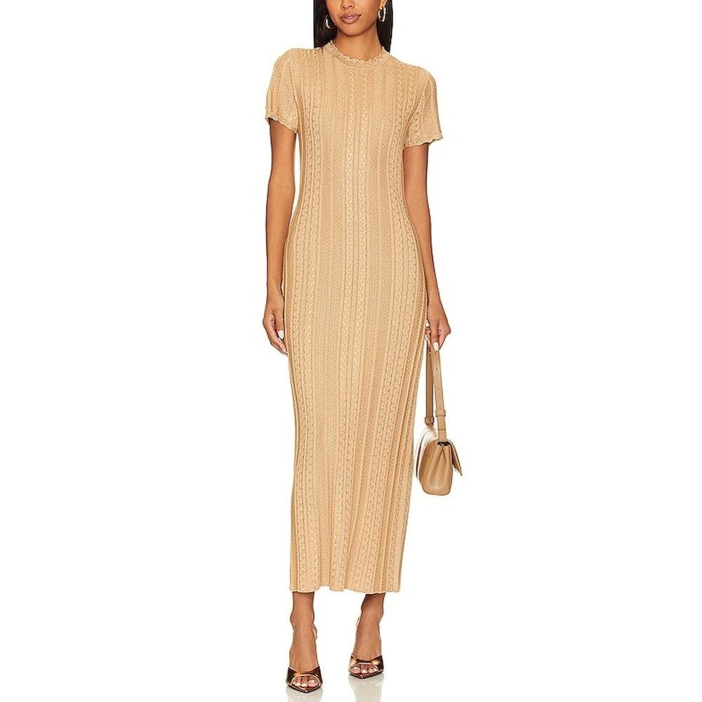 Show Me Your Mumu 'Valleta' Gold Midi Dress Size S - NWT